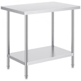 Stainless Steel Prep Table 24 x 36 x 34 Inch Heavy Duty Work Table with Adjustable Height Commercial Workstation for Kitchen Garage Restaurant Backyard